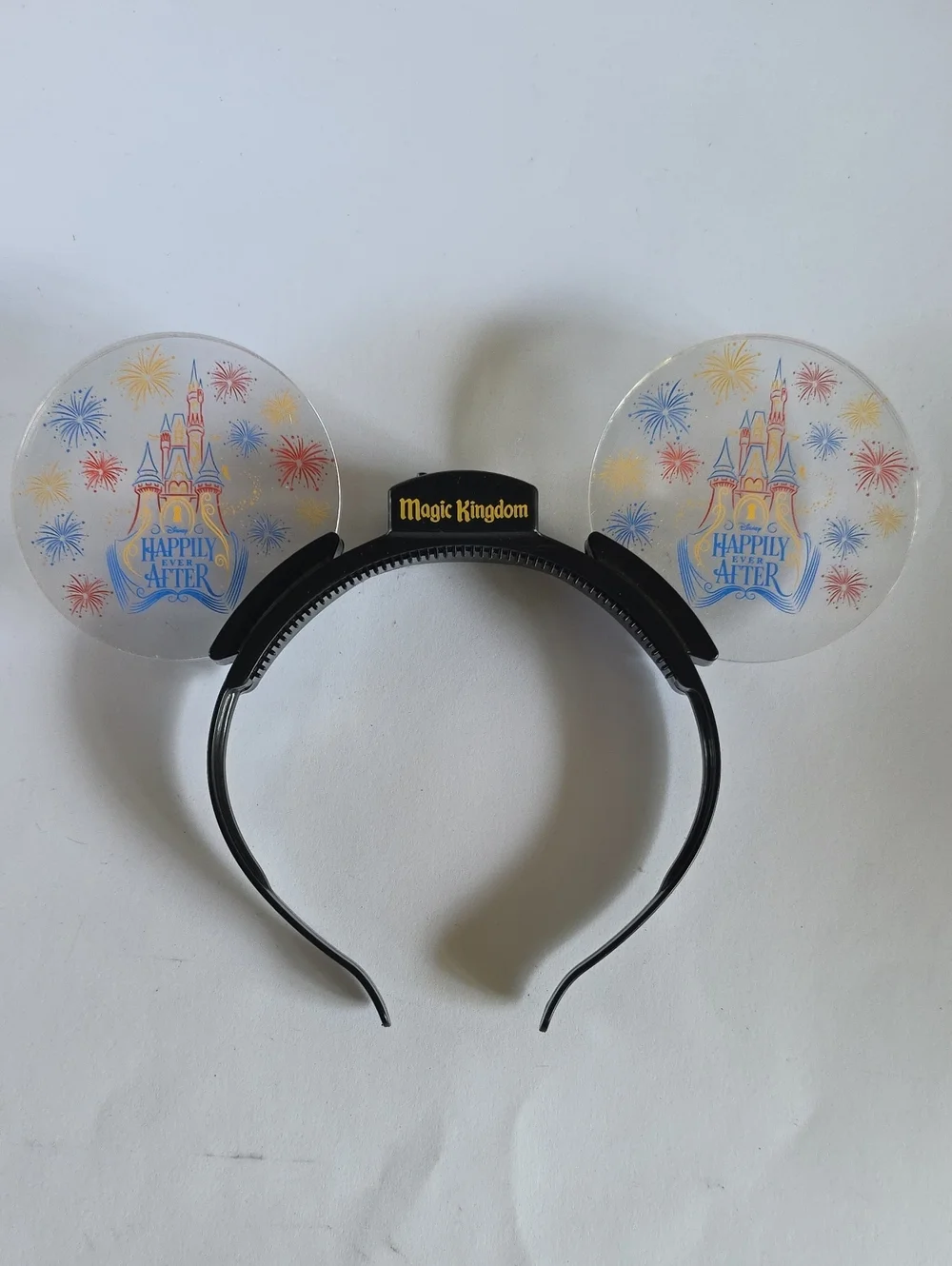 Disney Magic Kingdom Black Headband with Clear Fireworks Ears
